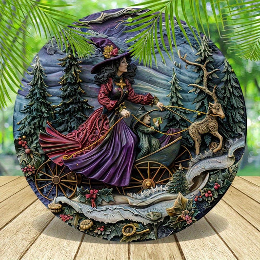 Enchanting Witch Metal Sign Pagan Yule Decor