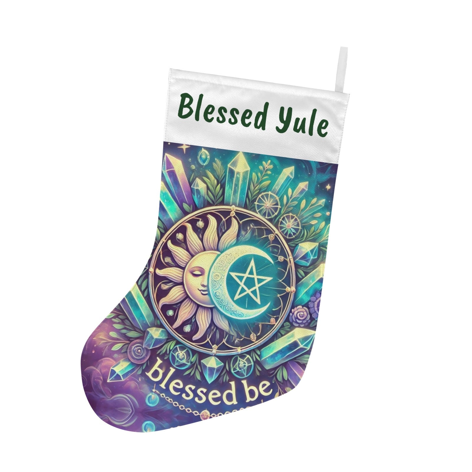 Pagan Celestial Sun Moon Wicca Christmas Stocking for Yule Decorations-MoonChildWorld