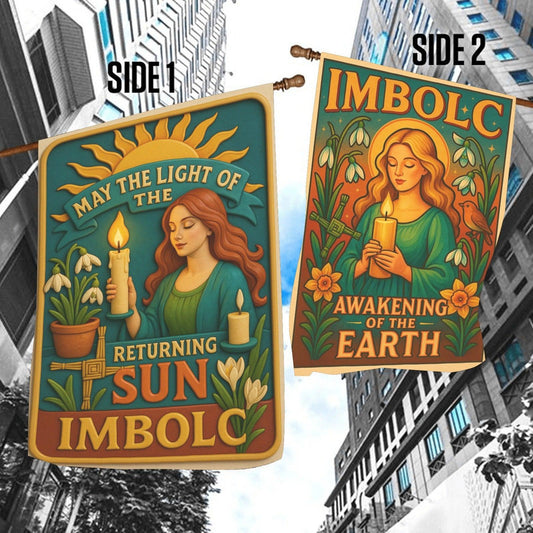 Wiccan Imbolc Sabbat Garden Flag and House Flag for Pagan Home Decor