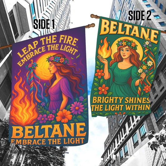 Wiccan Beltane Sabbat Garden Flag and House Flag for Pagan Home Decor