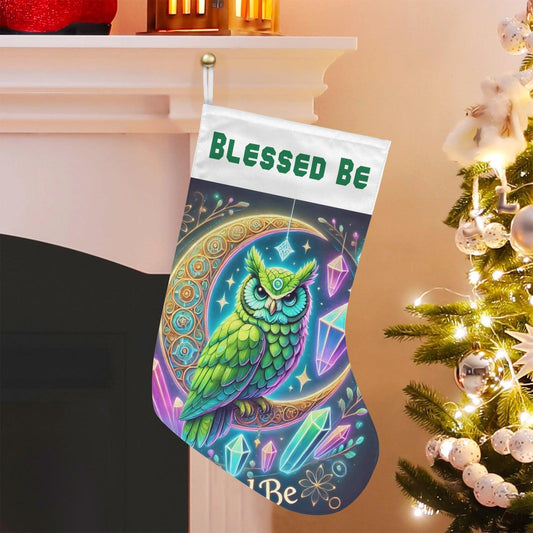Wicca Moon Owl Pagan Christmas Stocking for Yule Decorations