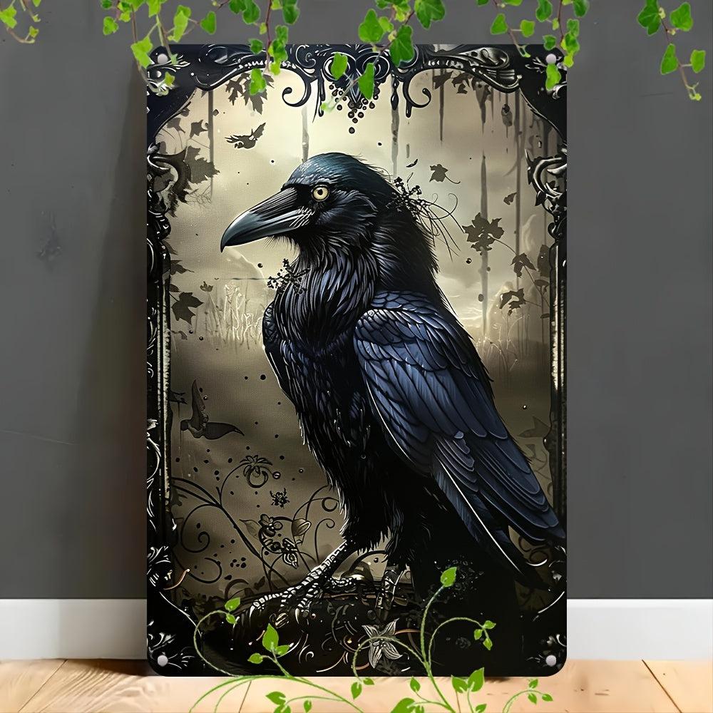 Black Raven Wall Hanging Gothic Crow Wall Art Decorative Sign with Raven Theme-MoonChildWorld