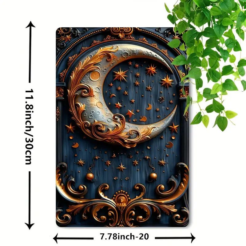 Crescent Moon Wall Art Mystic Metal Sign Celestial Home Decor-MoonChildWorld