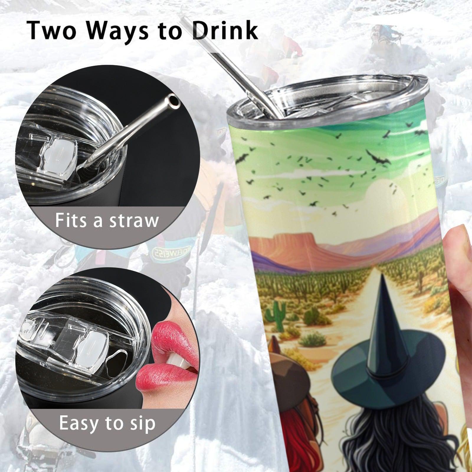 Howdy Witches Skinny Tumbler with Lid and Straw-MoonChildWorld