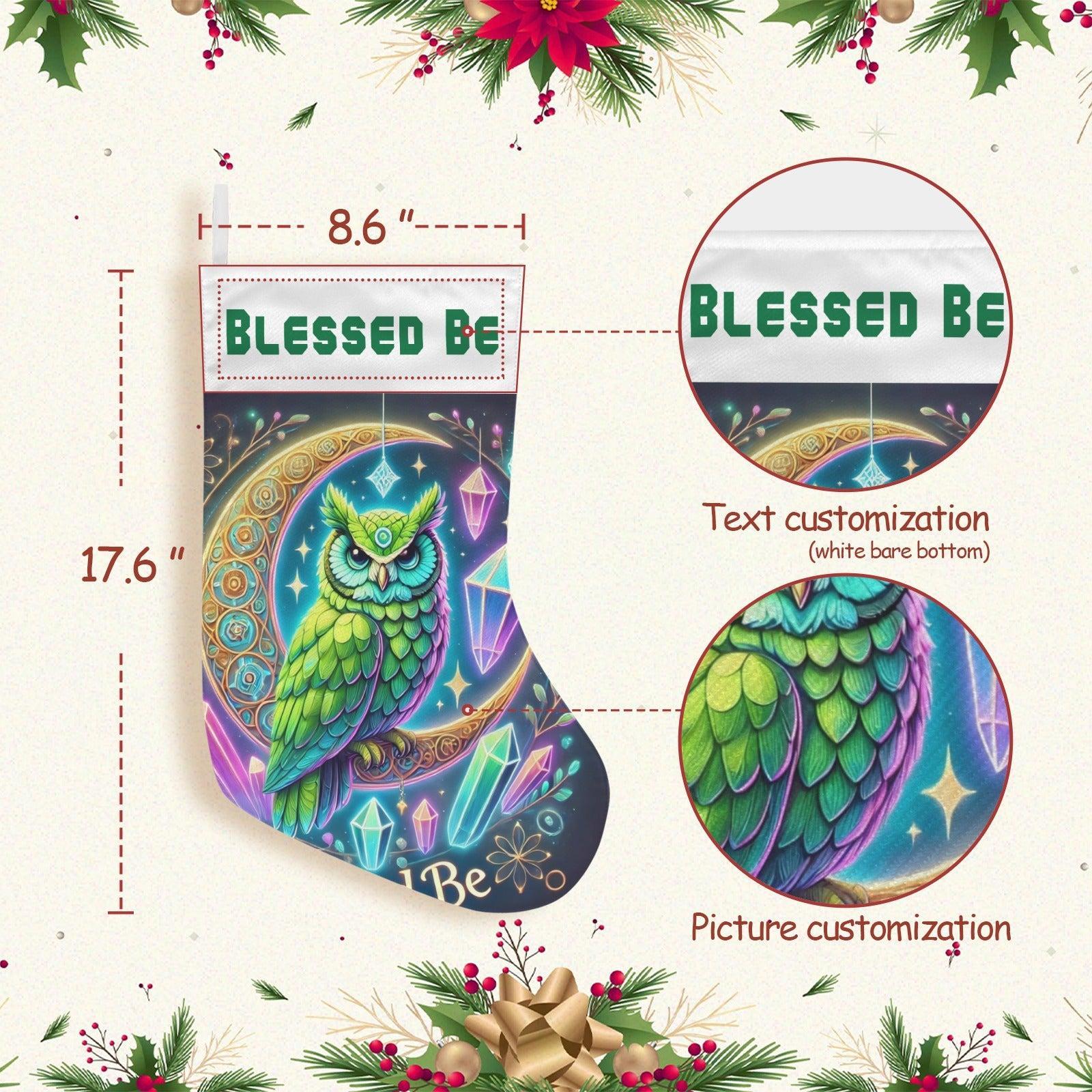 Wicca Moon Owl Pagan Christmas Stocking for Yule Decorations-MoonChildWorld