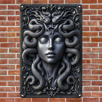 Vintage Medusa Aluminum Wall Sign Medusa Metal Sign Greek Mythology Decor-MoonChildWorld