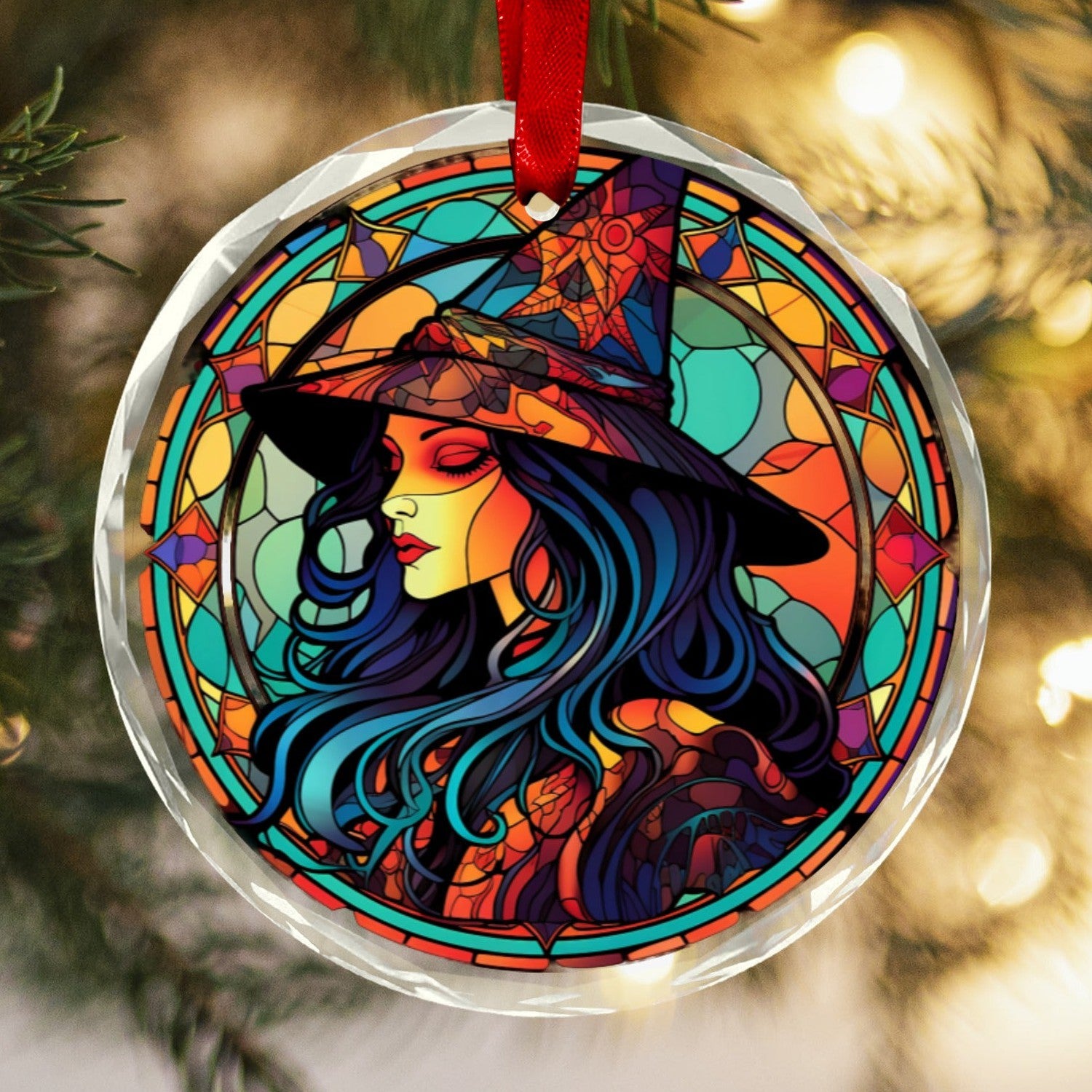 Occult Witch Glass Christmas Ornament-MoonChildWorld