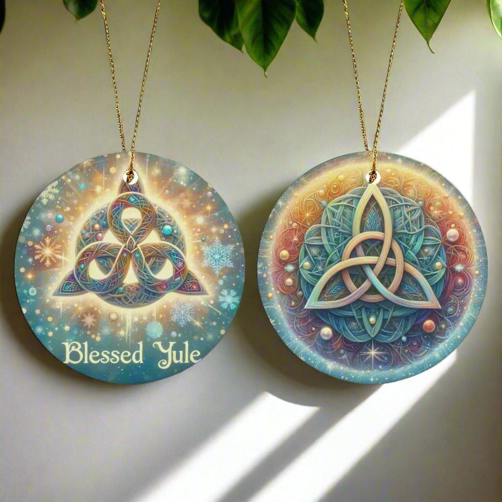 Celtic Triquetra Ceramic Christmas Ornament for Yule Tree Decorations-MoonChildWorld