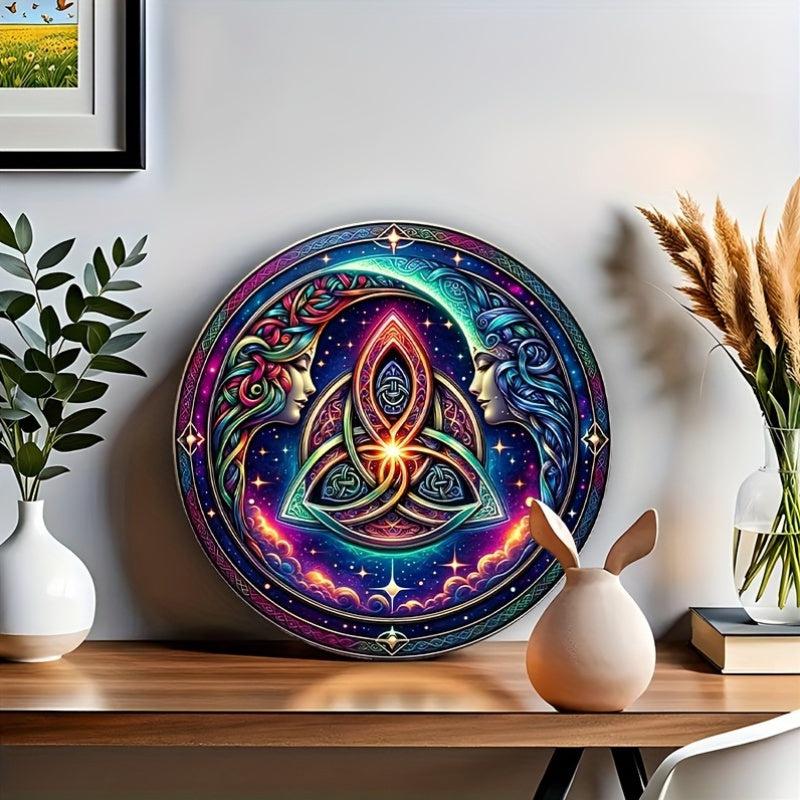 Celtic Moon Metal Sign Goddess Moon and Triquetra Wall Decor-MoonChildWorld