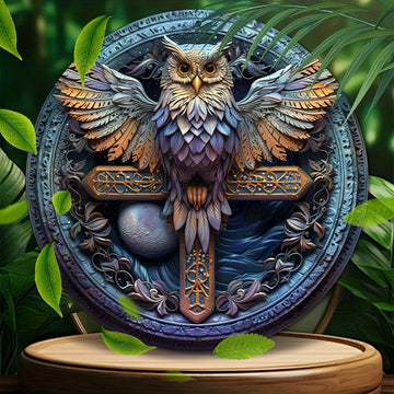 Cross and Owl Metal Sign Enchanting Home Decor-MoonChildWorld