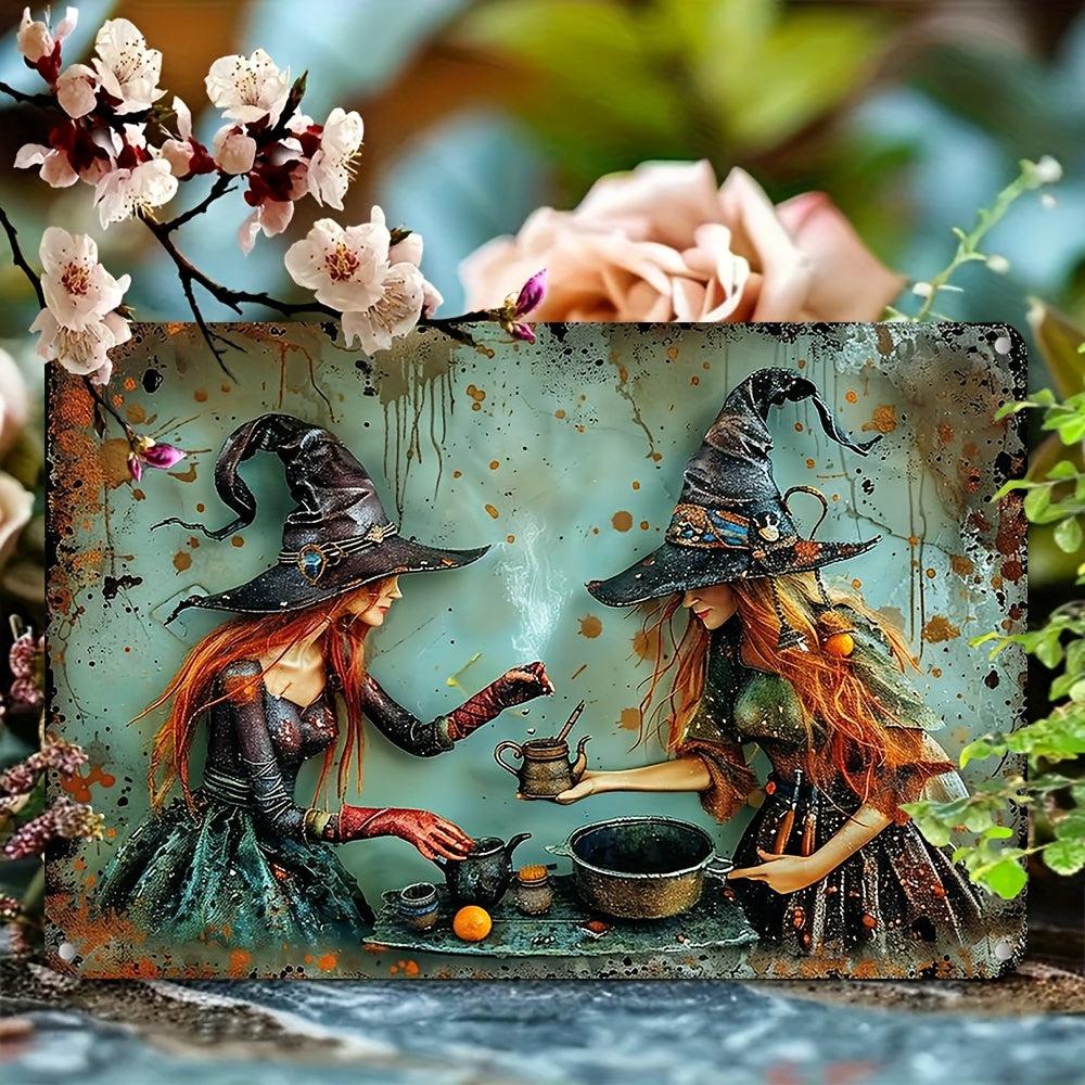 Kitchen Witch Wall Art Witchy Metal Sign for Halloween Wall Decor-MoonChildWorld