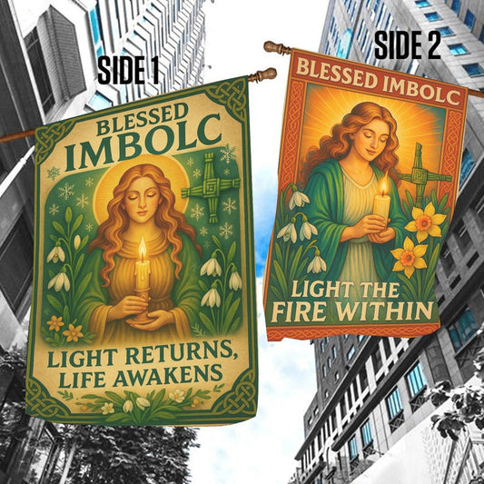 Wiccan Imbolc Sabbat Garden Flag and House Flag for Pagan Home Decor
