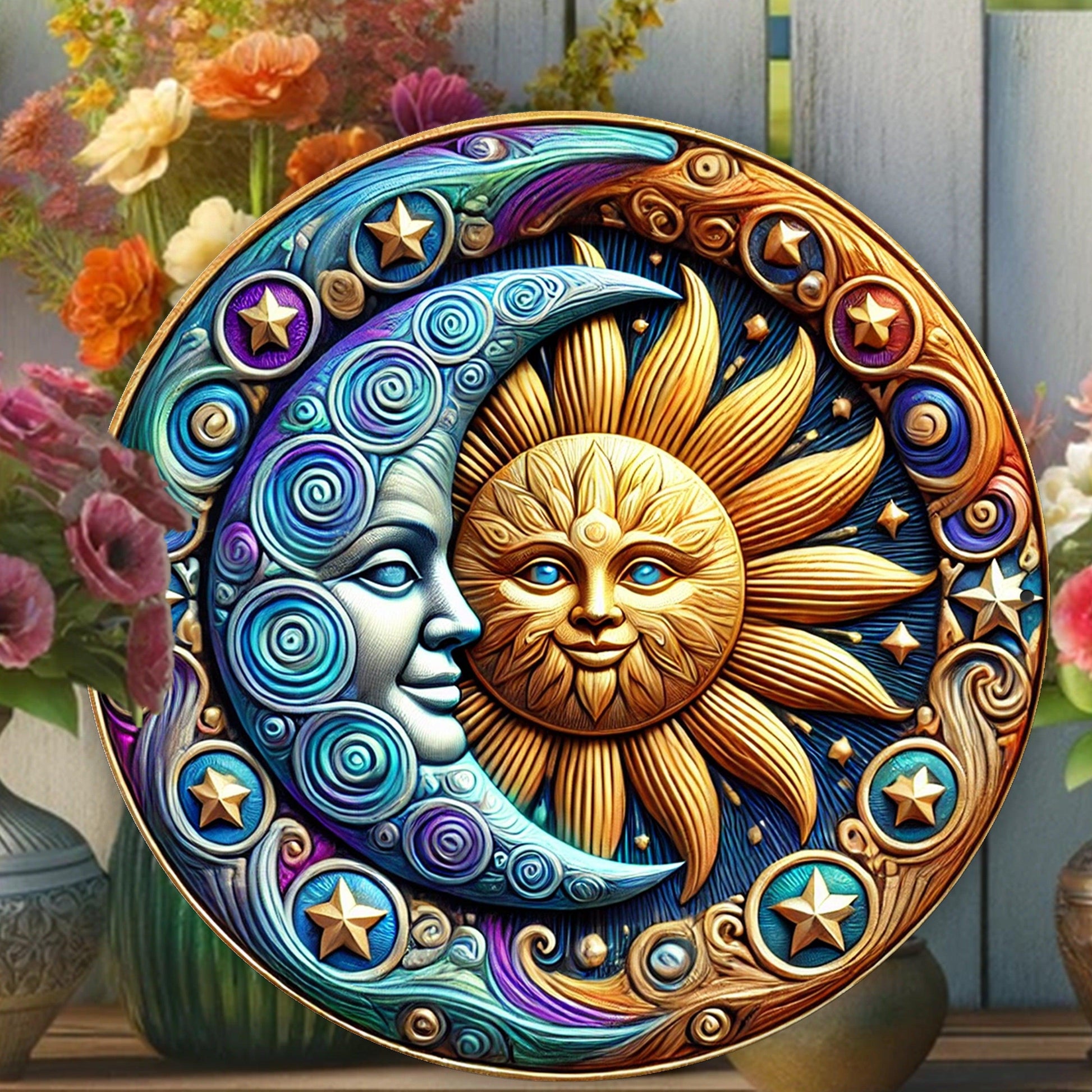 Sun and Moon Metal Sign Celestial Home Decor-MoonChildWorld