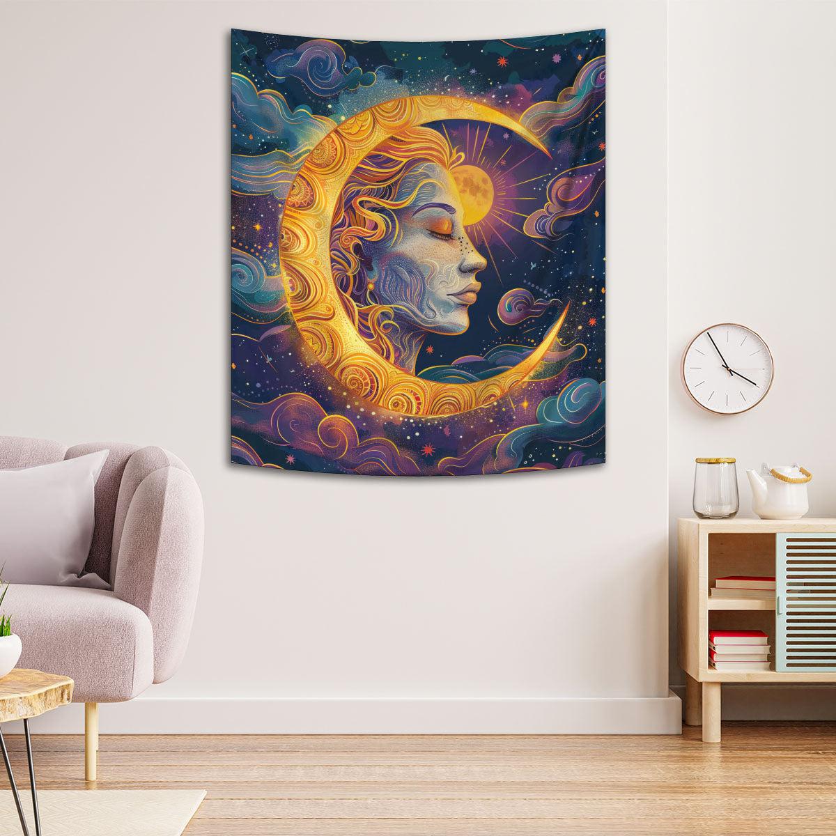 Goddess Moon Tapestry Celestial Goddess Wall Hanging-MoonChildWorld