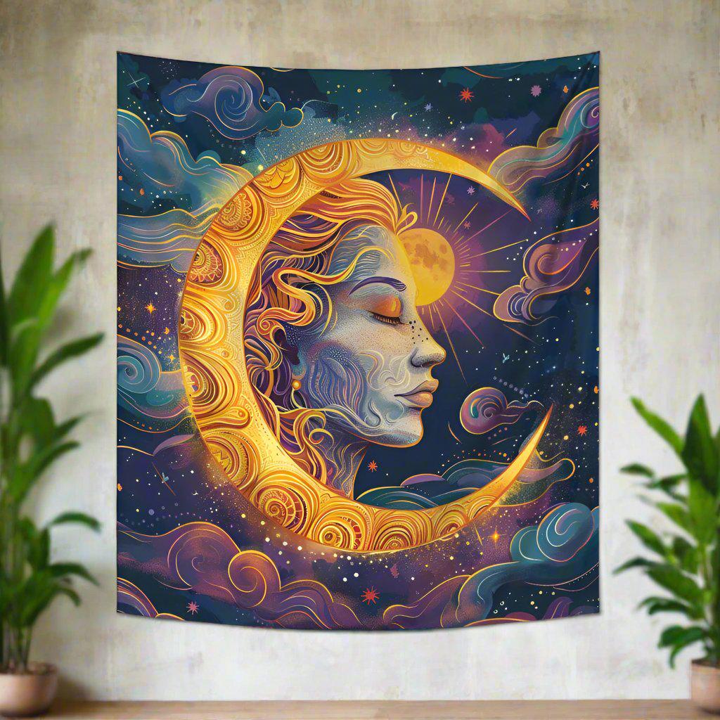 Goddess Moon Tapestry Celestial Goddess Wall Hanging-MoonChildWorld