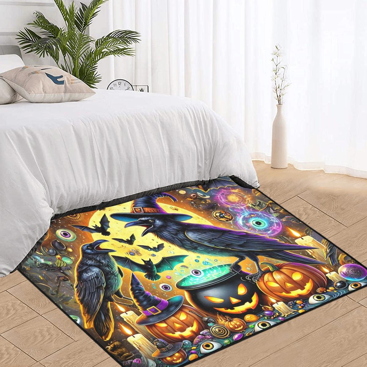 Black Raven Gothic Area Rug Witchy Crow Carpet for Halloween-MoonChildWorld