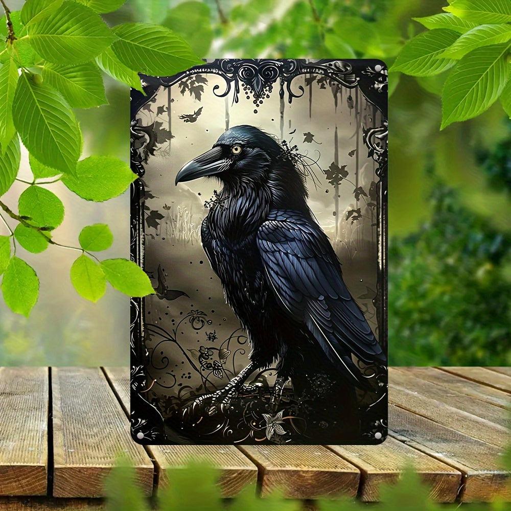 Black Raven Wall Hanging Gothic Crow Wall Art Decorative Sign with Raven Theme-MoonChildWorld