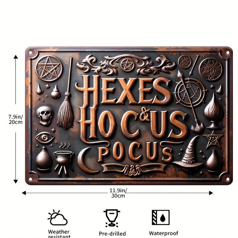 Sarcastic Hexes & Hocus Pocus Metal Sign Witch Wall Decor Halloween Welcome Sign-MoonChildWorld