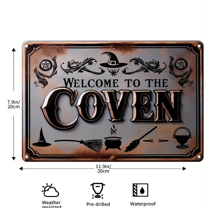 Welcome to the Coven Metal Sign Witch Wall Decor Halloween Welcome Sign-MoonChildWorld