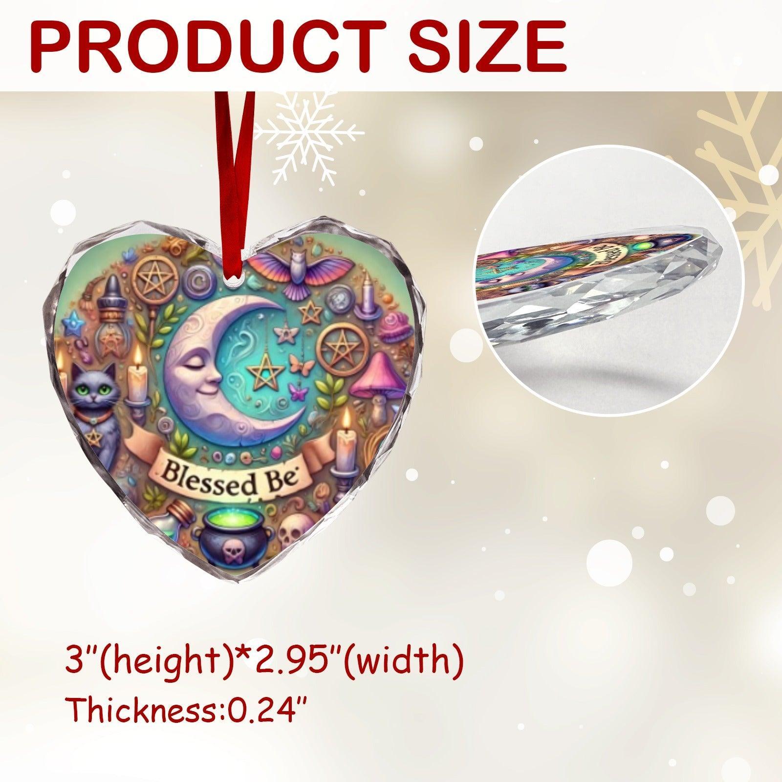 Witchcraft Symbol Wicca Christmas Heart-Shaped Crystal Glass Ornament-MoonChildWorld