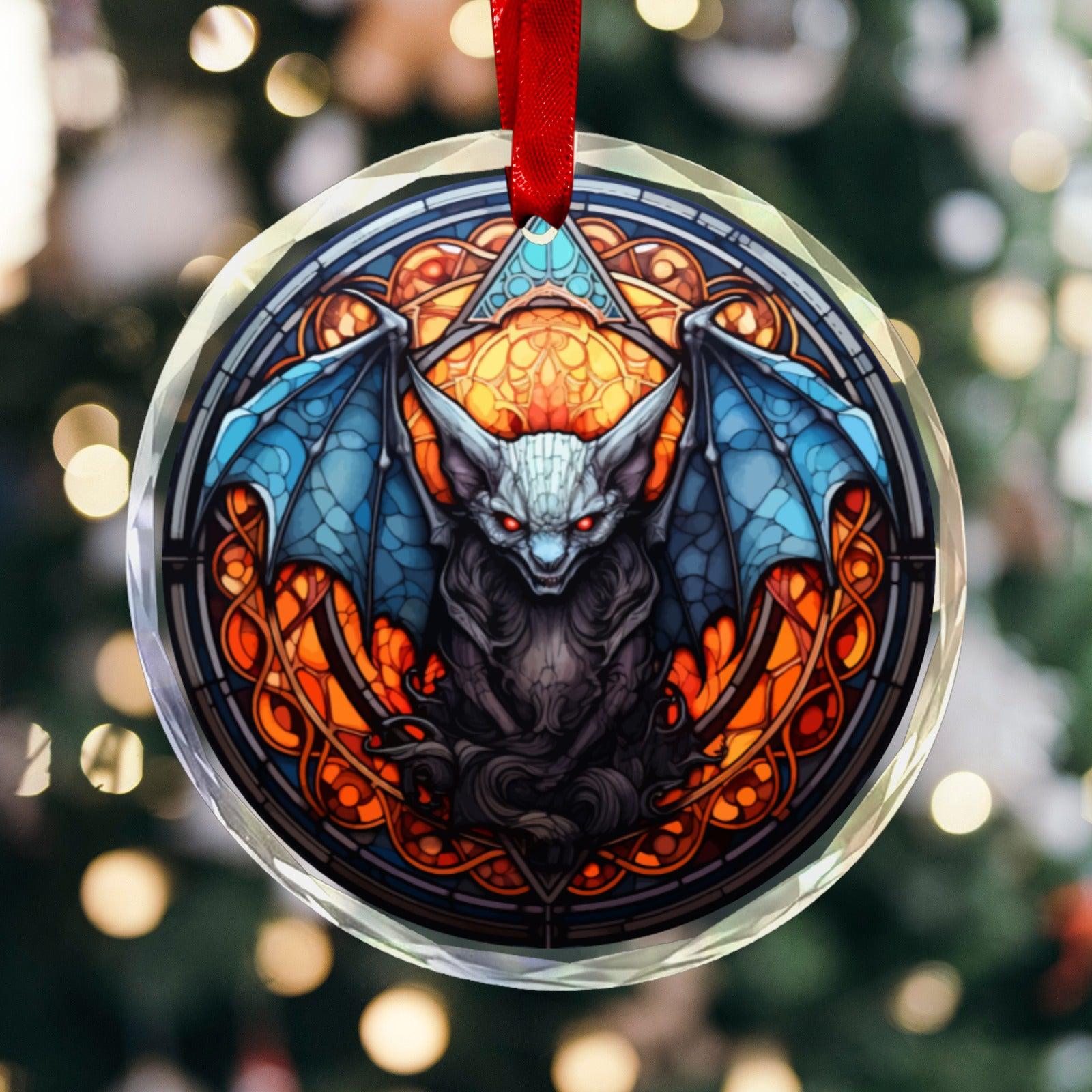 Gothic Bat Glass Christmas Ornament-MoonChildWorld