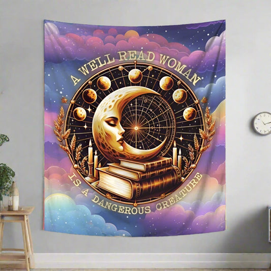 Celestial Moon Tapestry Moon Phase Wall Hanging