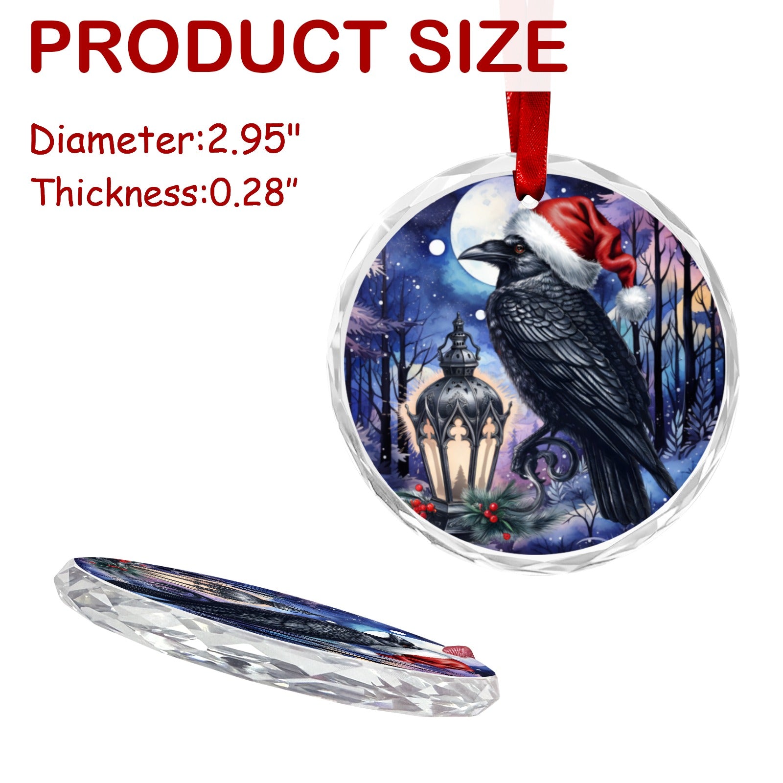 Gothic Crow Christmas Ornament Witchy Raven Glass Christmas Ornament-MoonChildWorld