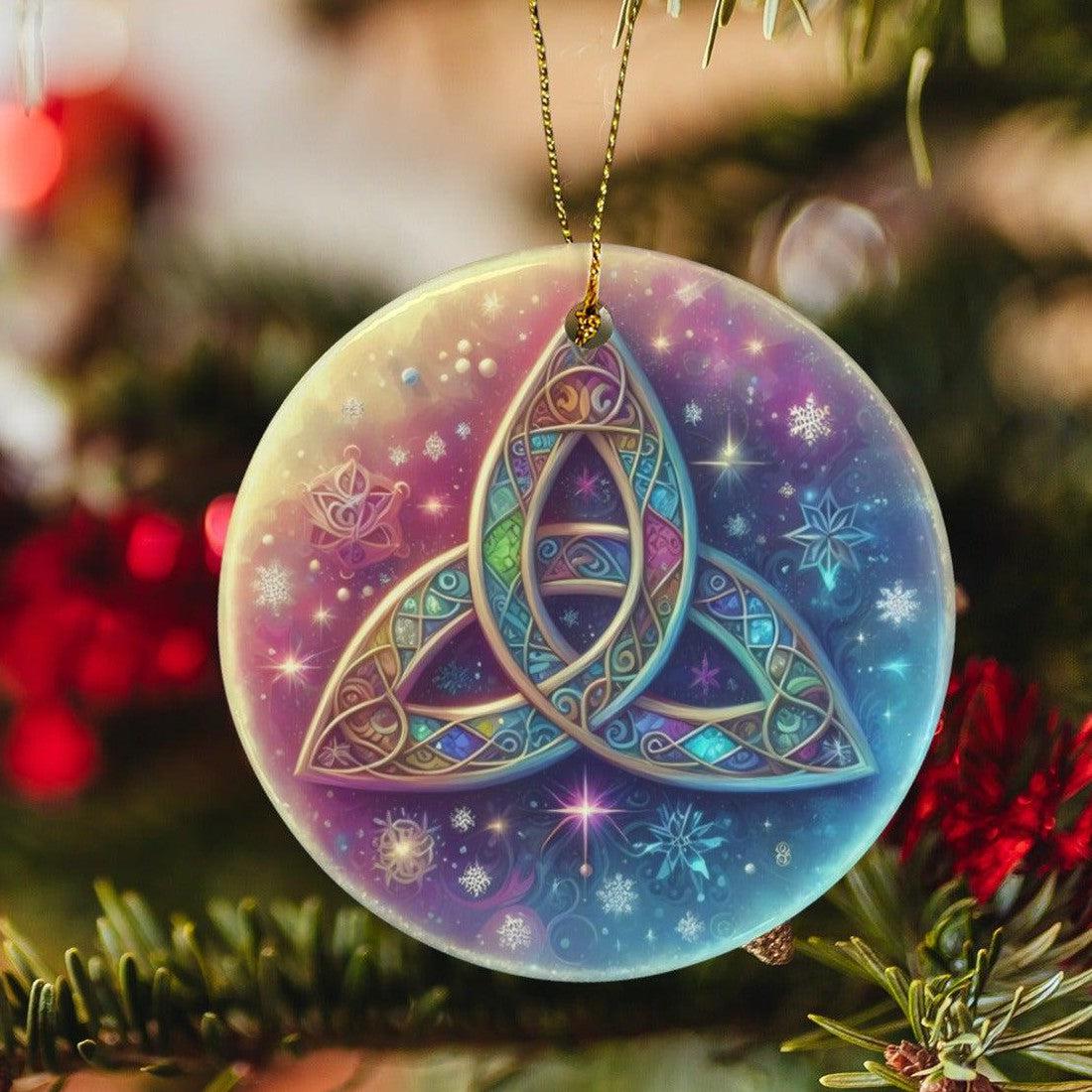 Celtic Triquetra Ceramic Christmas Ornament for Yule Tree Decorations-MoonChildWorld