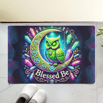 Crystal Moon Owl Doormat Witchy Doormat for Pagan Home Decor