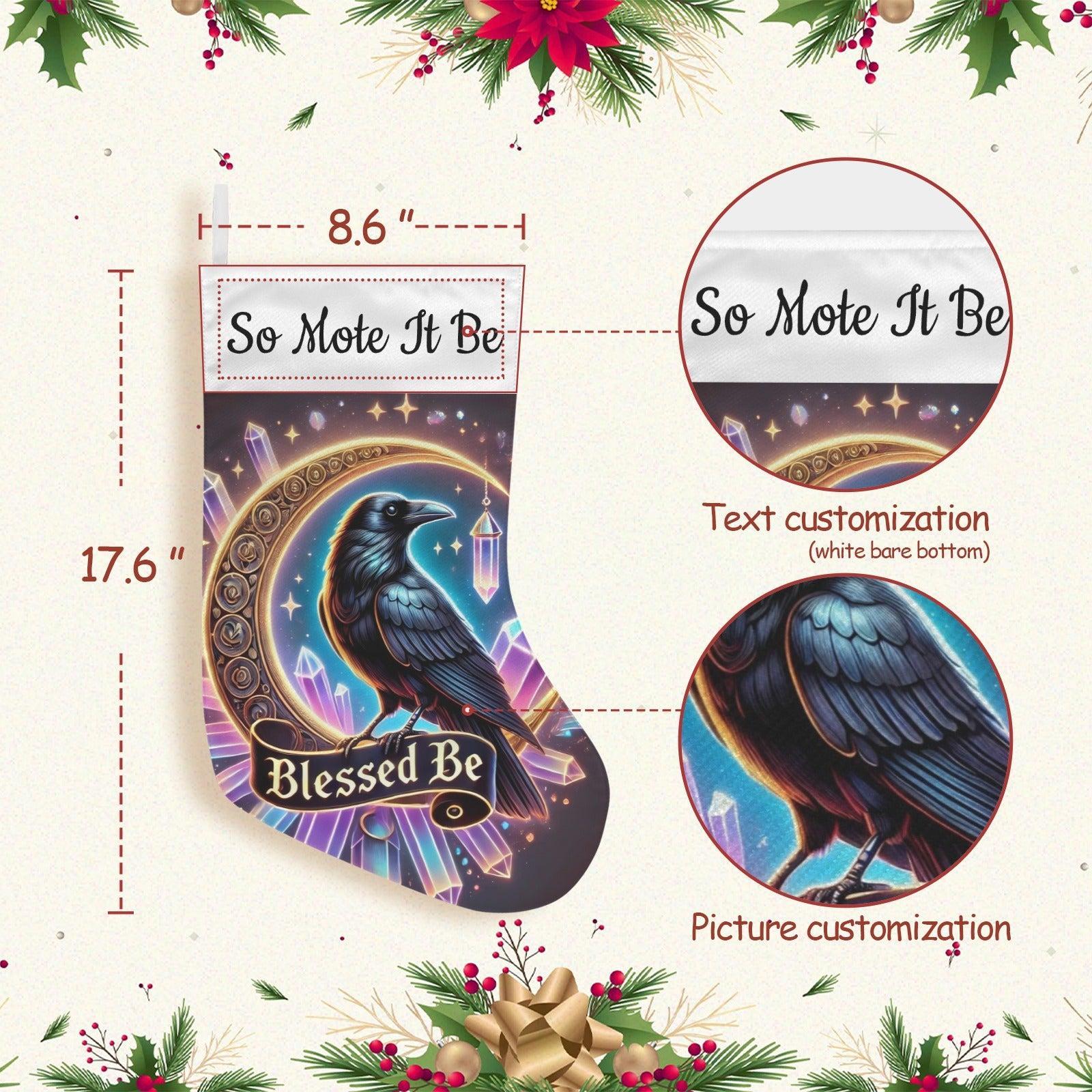 Moon Gothic Raven Witch Crow Christmas Stocking for Yule Decorations-MoonChildWorld