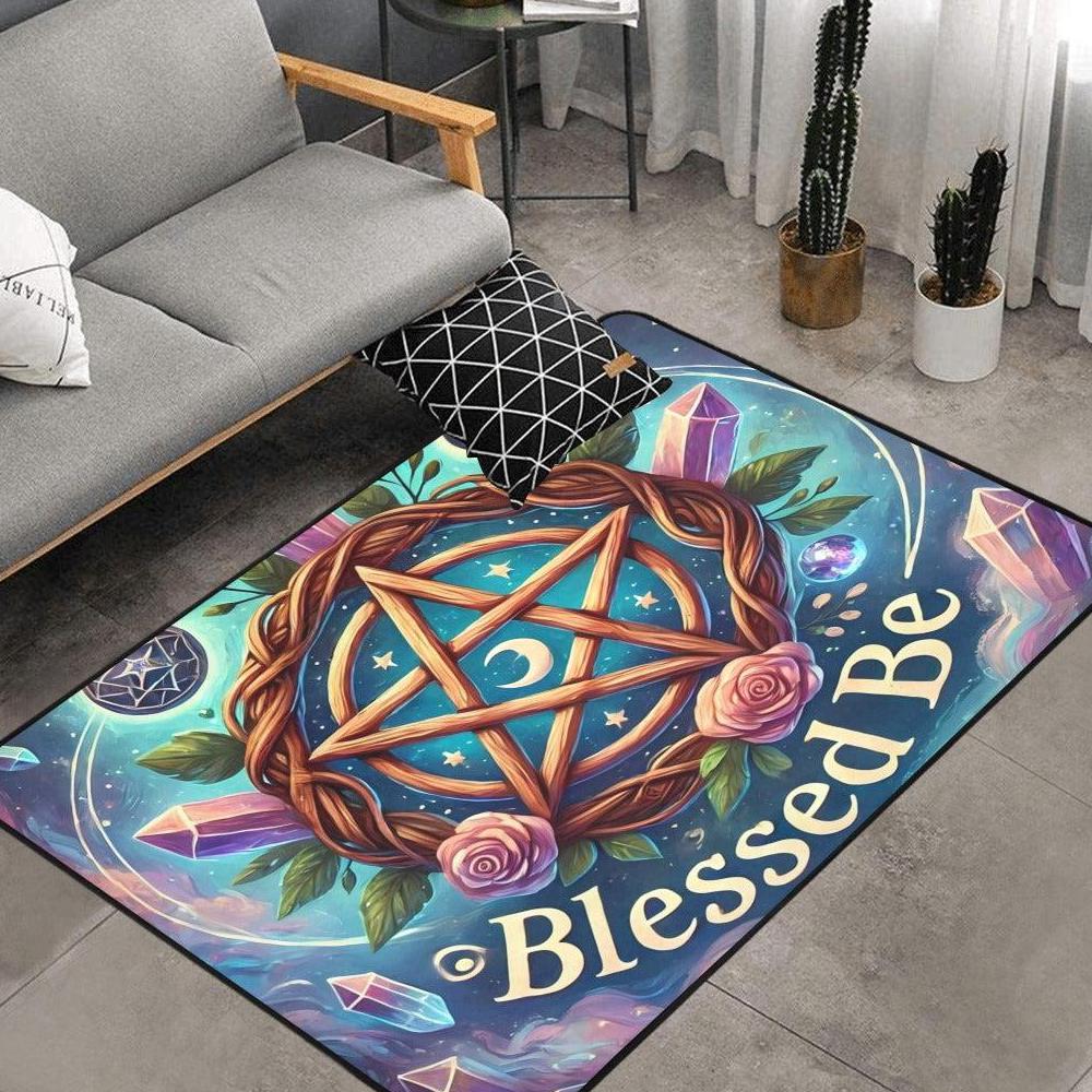 Magick Pentacle Area Rug Witchy Carpet Blessed Be Wicca Rug-MoonChildWorld