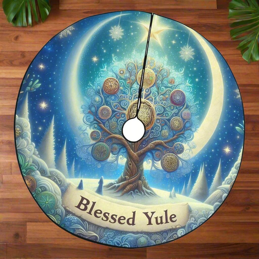 Spiritual Tree of Life Christmas Tree Skirt for Pagan Yule Decor-MoonChildWorld