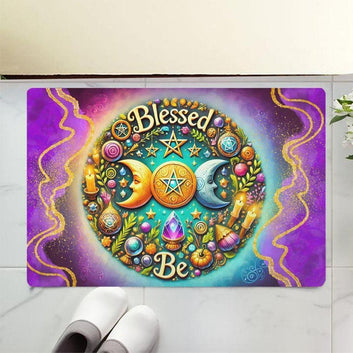 Magick Triple Moon Wicca Doormat for Pagan Home Decor