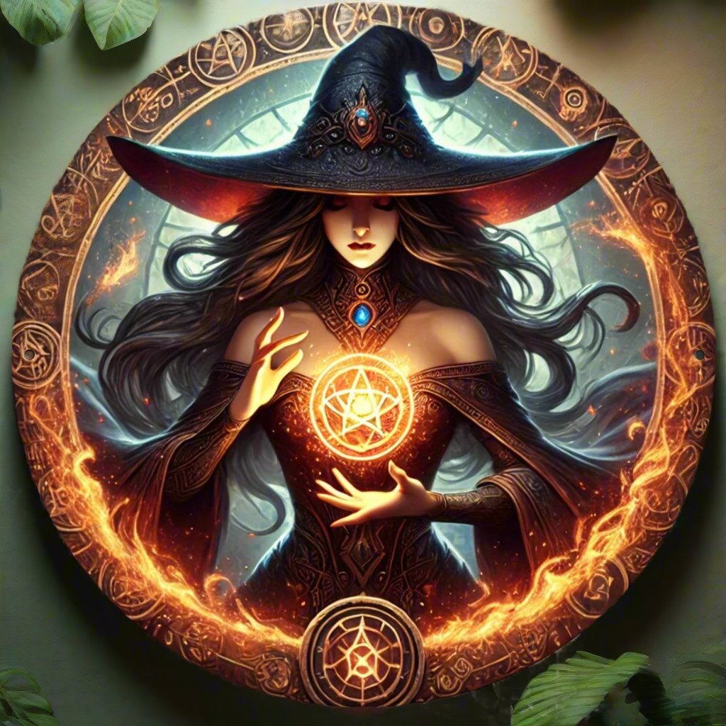 Witchcraft Wall Art Magic Witch Metal Sign for Halloween Decorations-MoonChildWorld