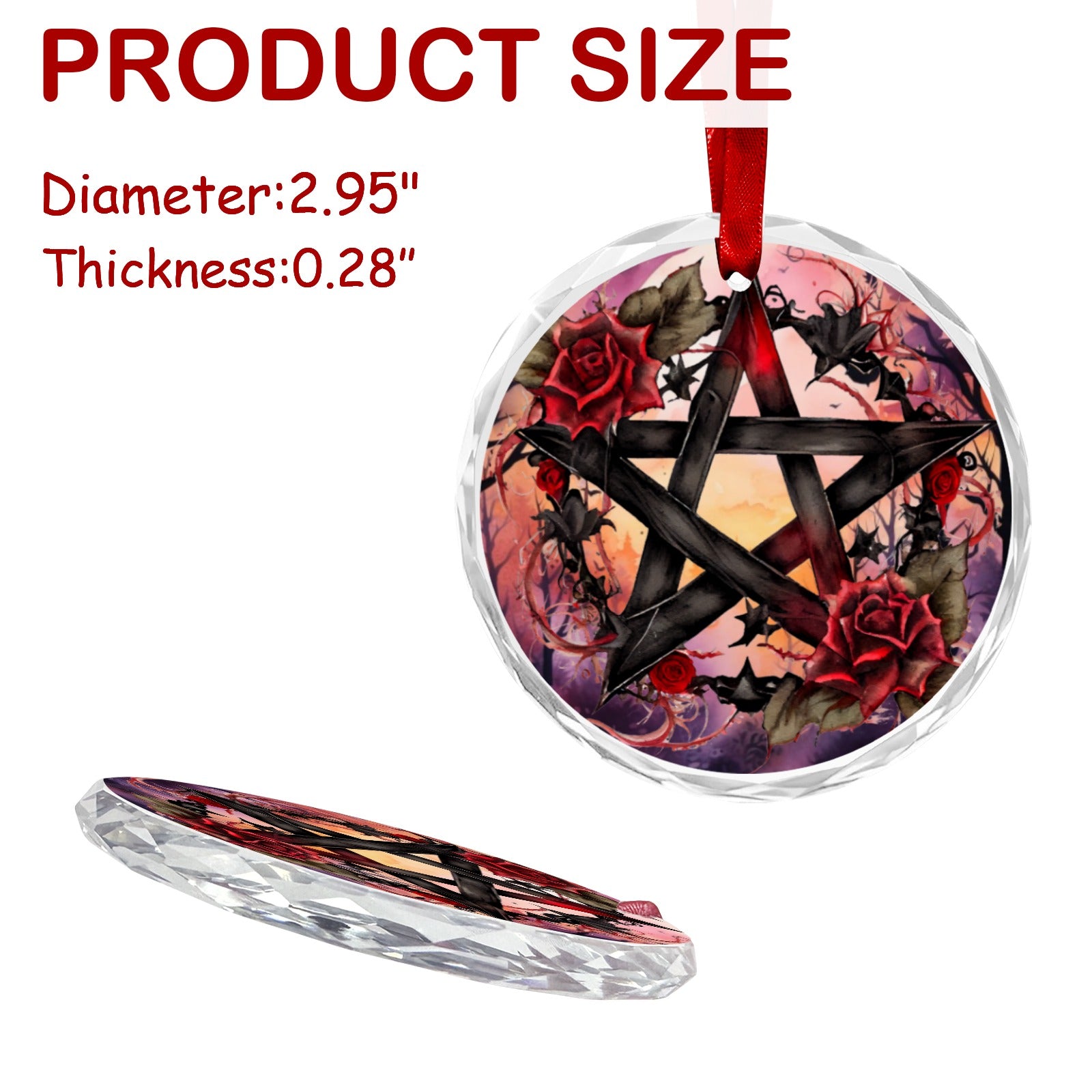 Gothic pentagram witchcraft Glass Christmas Ornament-MoonChildWorld