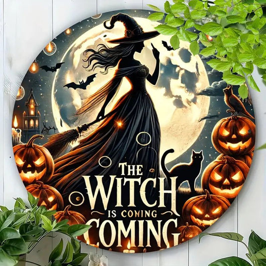 Witch is coming Wall Art Witchy Metal Sign for Halloween Decor