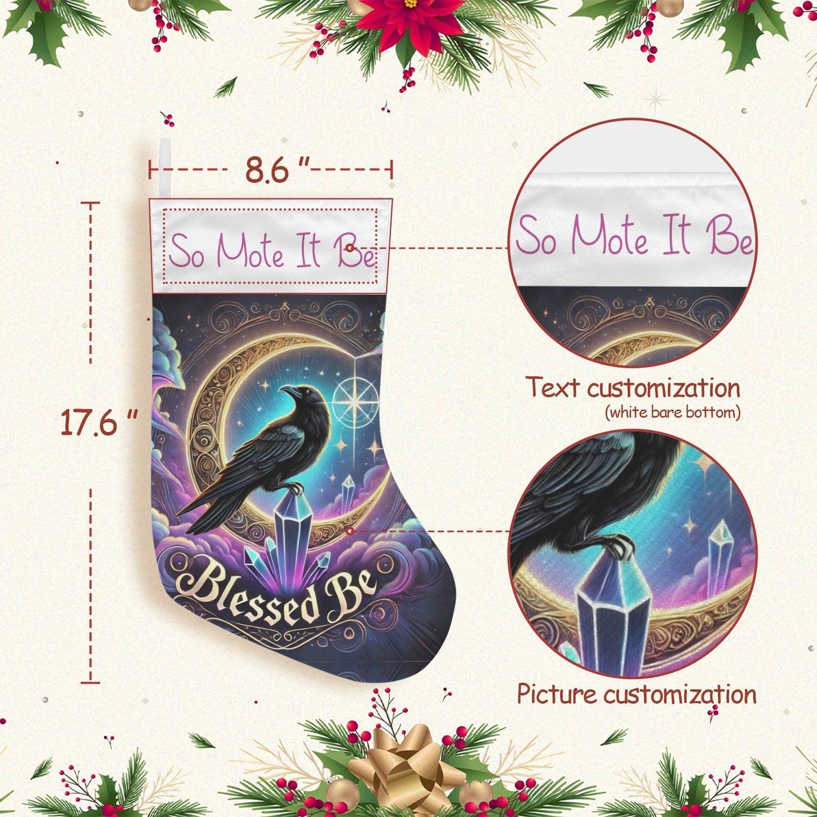 Witchy Raven Gothic Crow Christmas Stocking for Yule Decorations-MoonChildWorld
