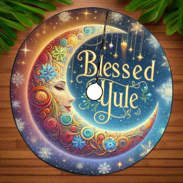 Celestial Moon Christmas Tree Skirt for Yule Decor-MoonChildWorld