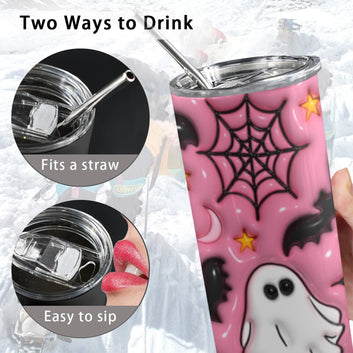 Witch Halloween Skinny Tumbler with Lid and Straw
