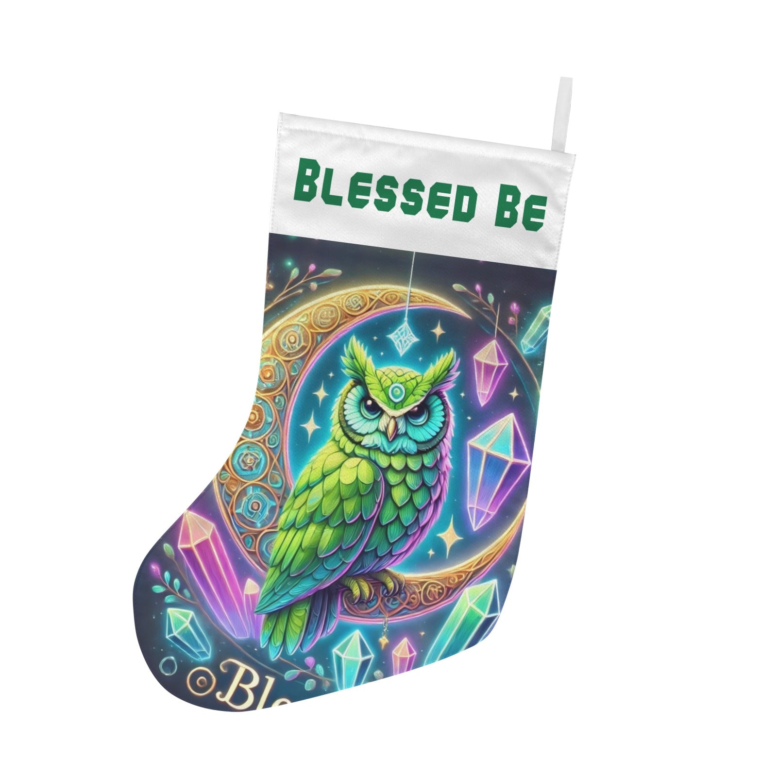 Wicca Moon Owl Pagan Christmas Stocking for Yule Decorations-MoonChildWorld