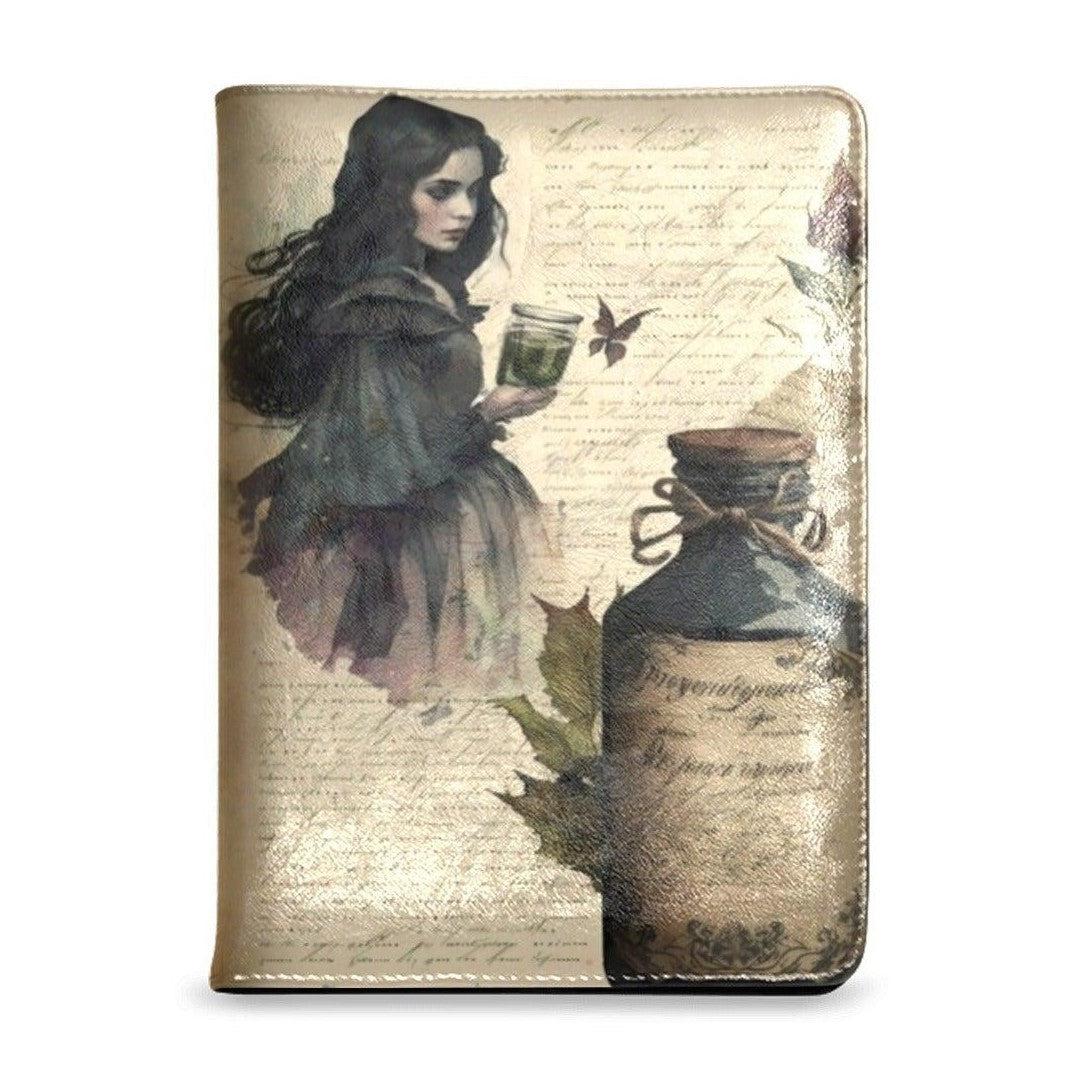 Vintage dark witch Leather Notebook A5-MoonChildWorld