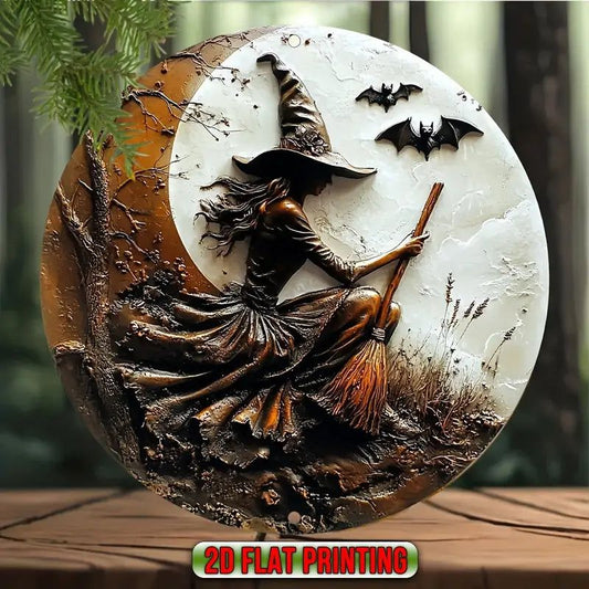 Vintage Witch Metal Sign Halloween Home Decor