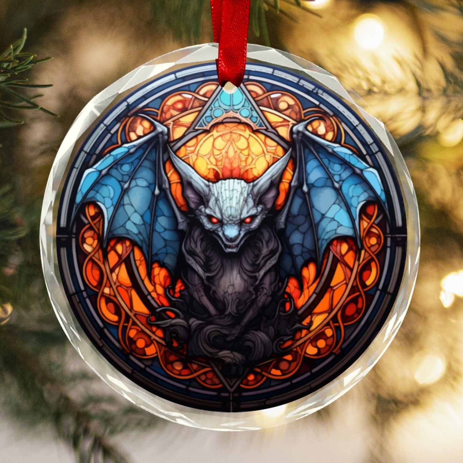 Gothic Bat Glass Christmas Ornament-MoonChildWorld