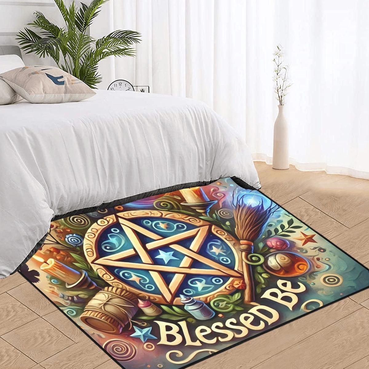 Magick Pentacle Area Rug Witchy Rug Blessed Be Wicca Carpet-MoonChildWorld