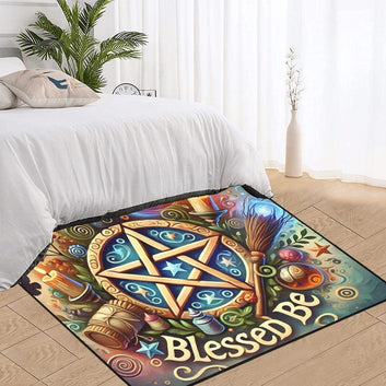 Magick Pentacle Area Rug Witchy Rug Blessed Be Wicca Carpet