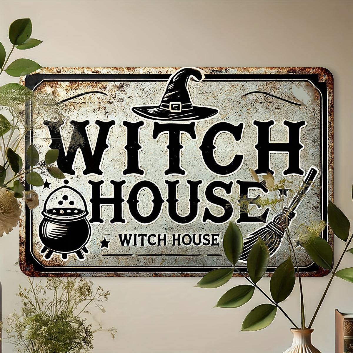 Witch House Metal Sign Witch Wall Sign Halloween Welcome Sign-MoonChildWorld