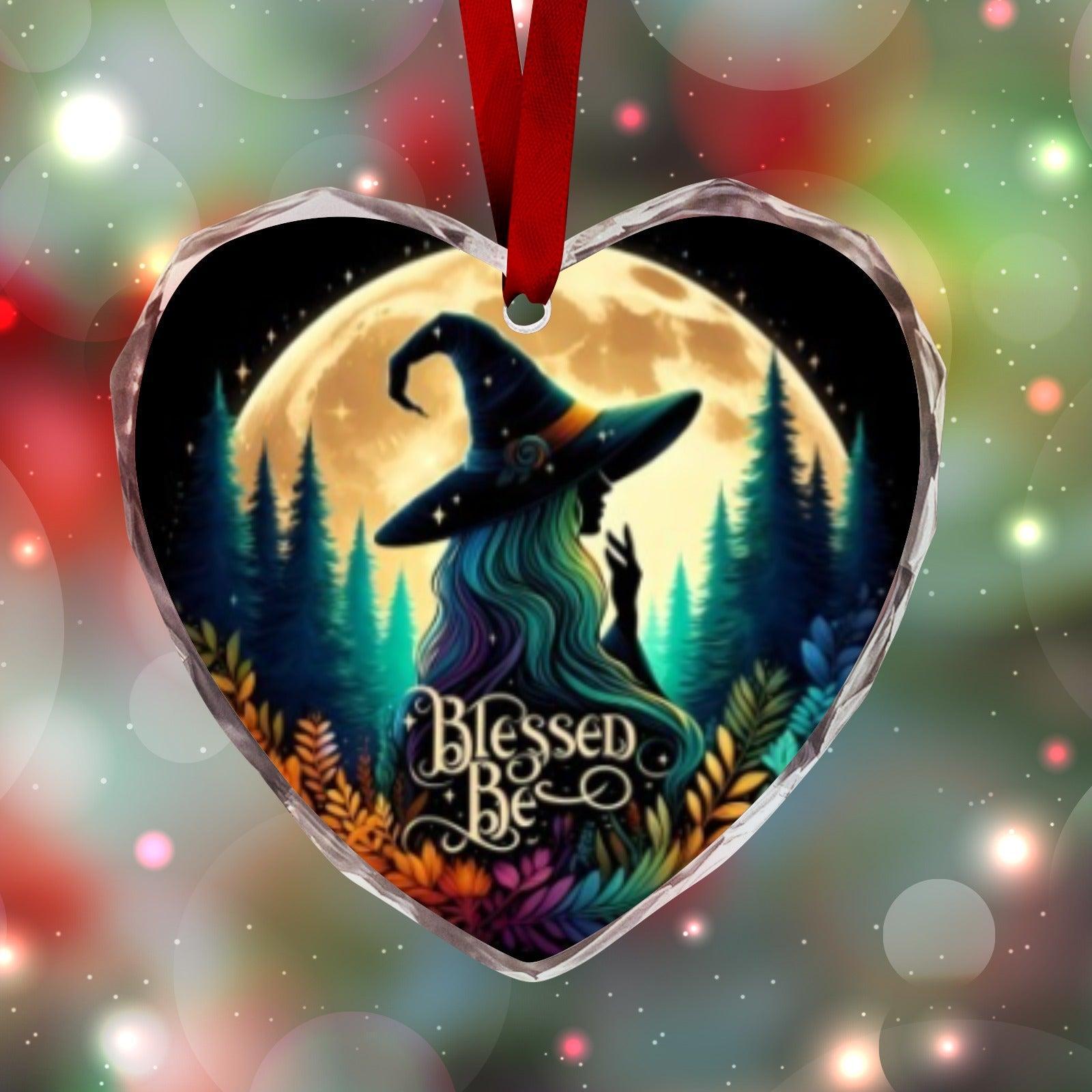 Forest Witch Gothic Christmas Heart-Shaped Crystal Glass Ornament-MoonChildWorld
