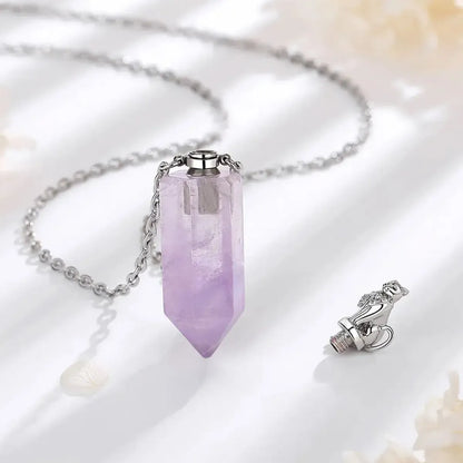 925 Silver Amethyst Quartz Stone Essential Oil Diffuser Pendant Necklace Pagan Jewelry-MoonChildWorld