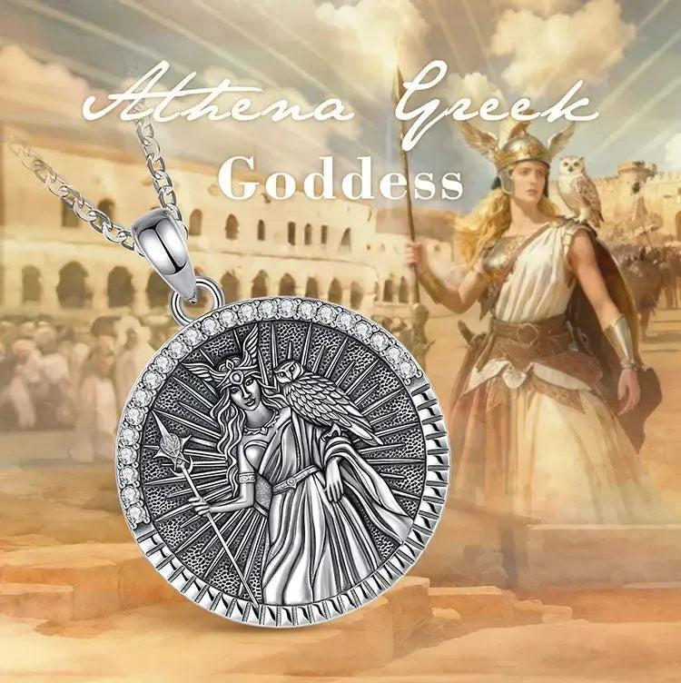 925 Silver Athena Goddess with Owl Necklace Greek Mythology Pagan Jewelry-MoonChildWorld