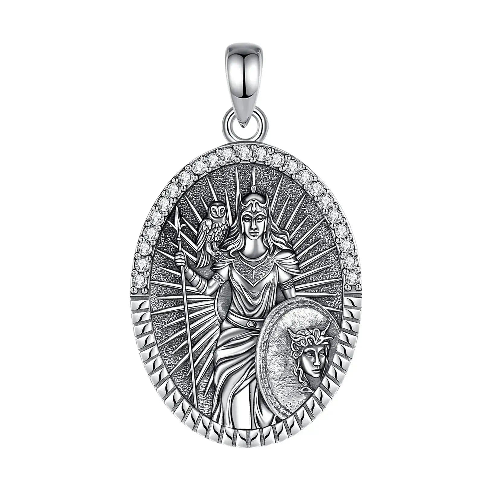 925 Silver Athena Goddess with Owl Necklace Greek Mythology Pagan Jewelry-MoonChildWorld